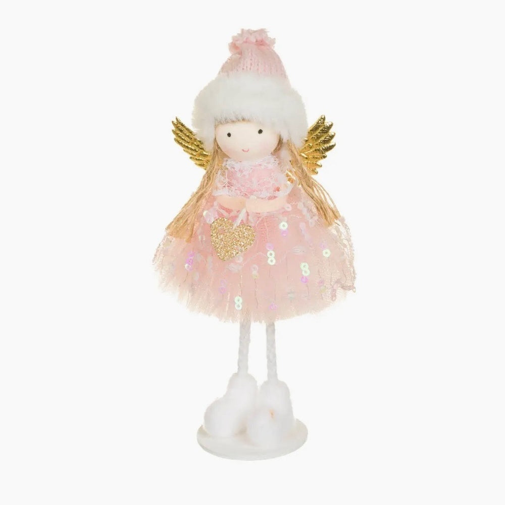 Pink snow fairy Christmas standing ornament