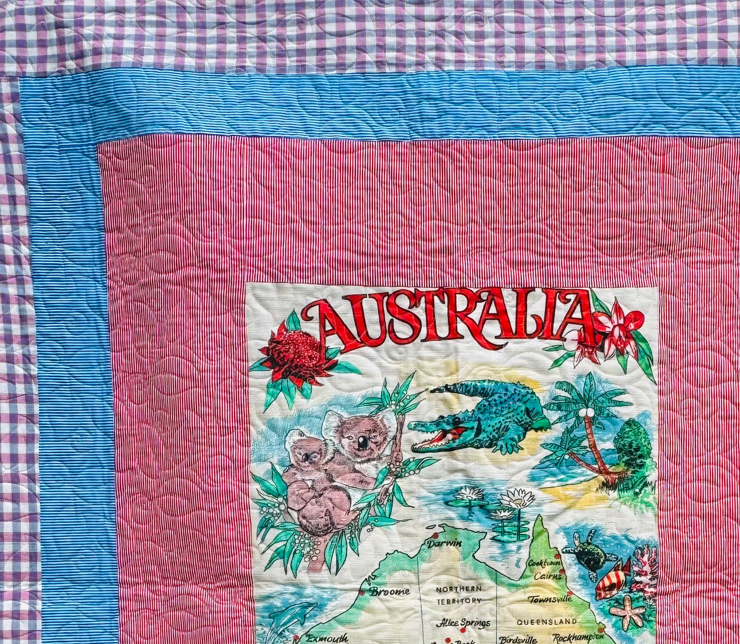 Handmade quilt red hot vintage Australia