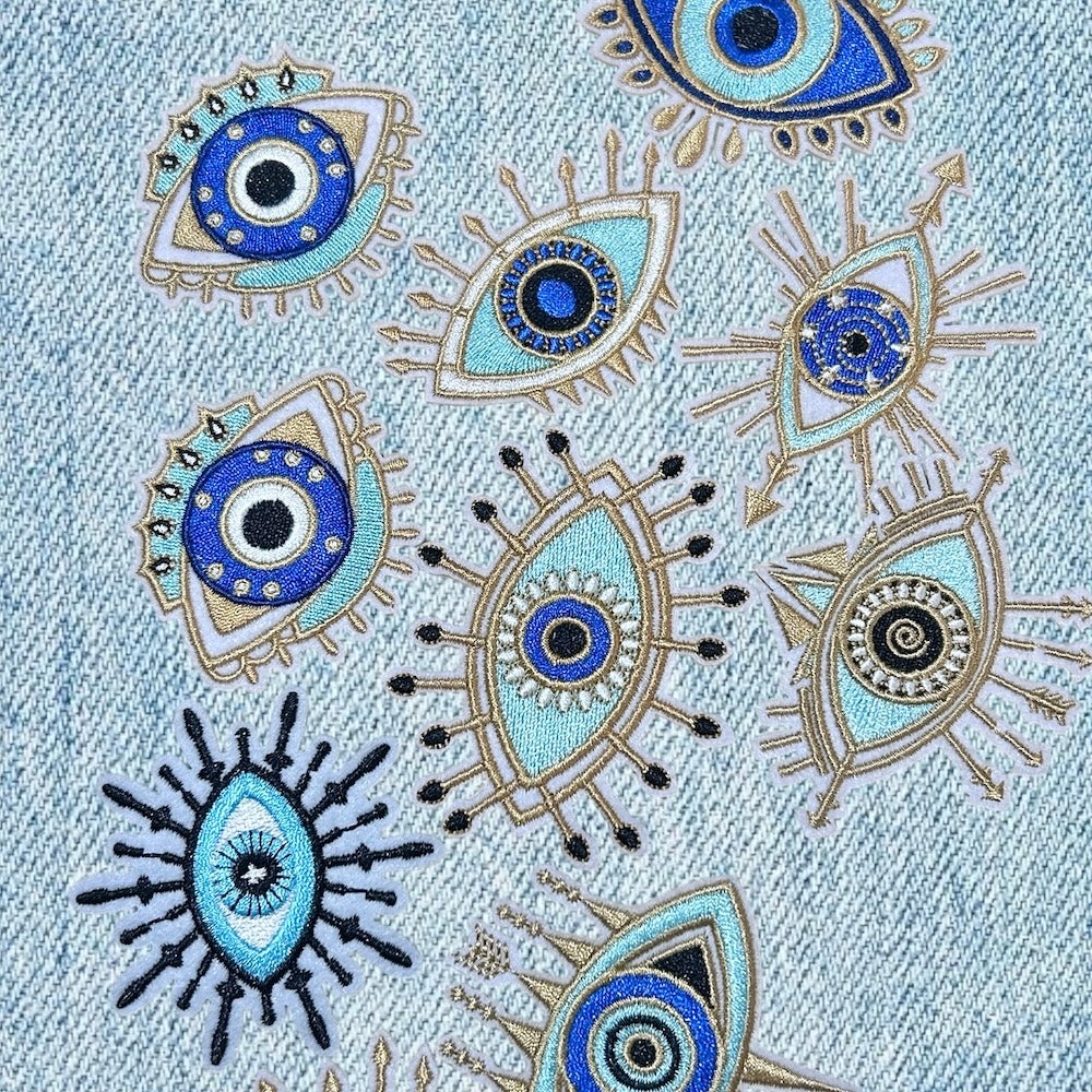 Evil eyes embroidery patch