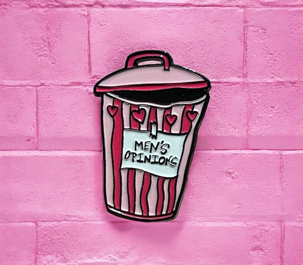 Mens opinions enamel pin