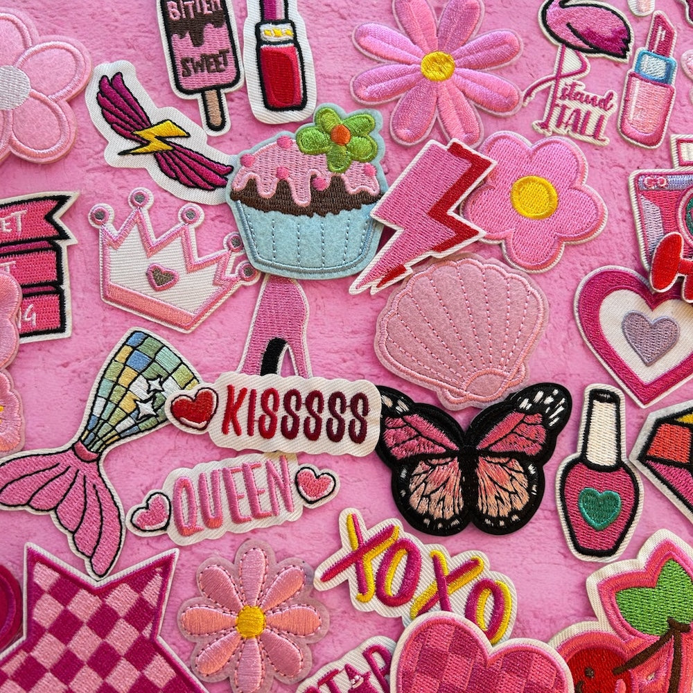 Pink vibes embroidery patches