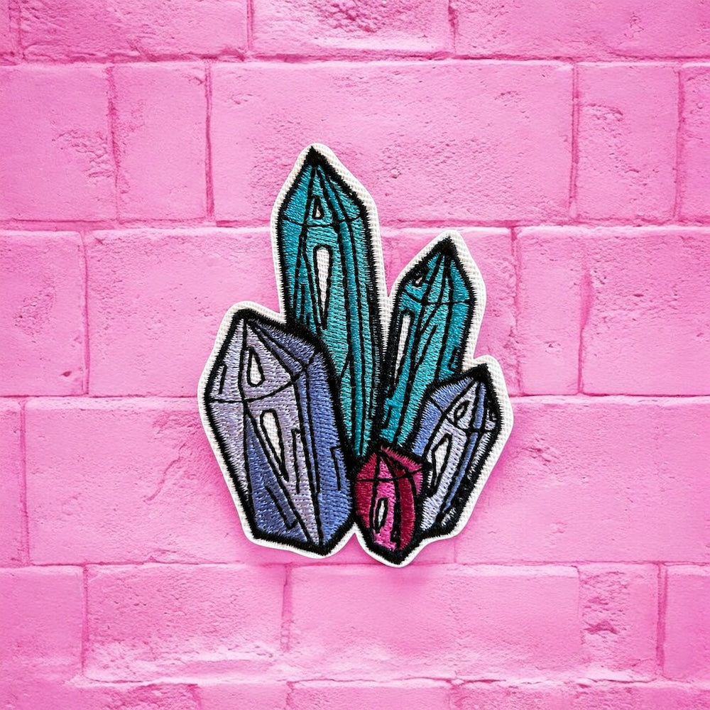 Crystal cluster embroidery patch