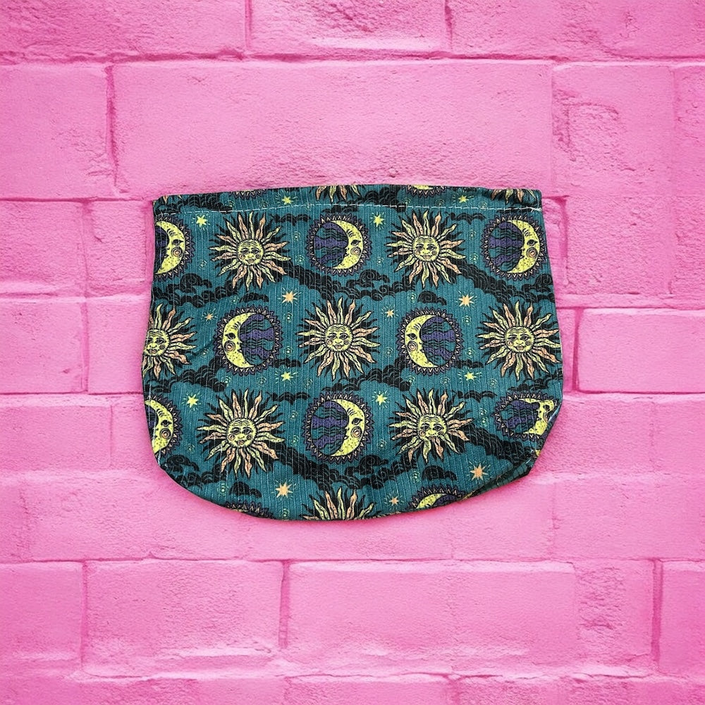 Green sun and moon pencil case
