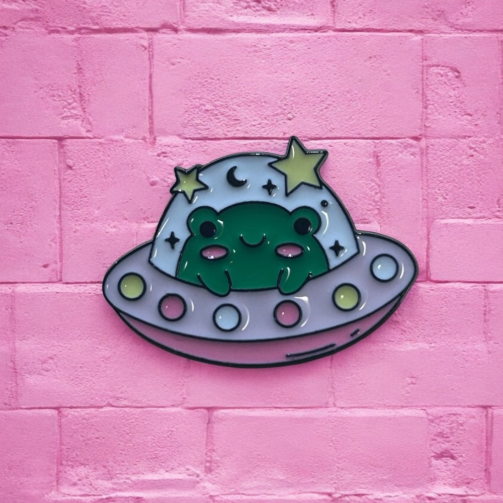 Space frog enamel pin