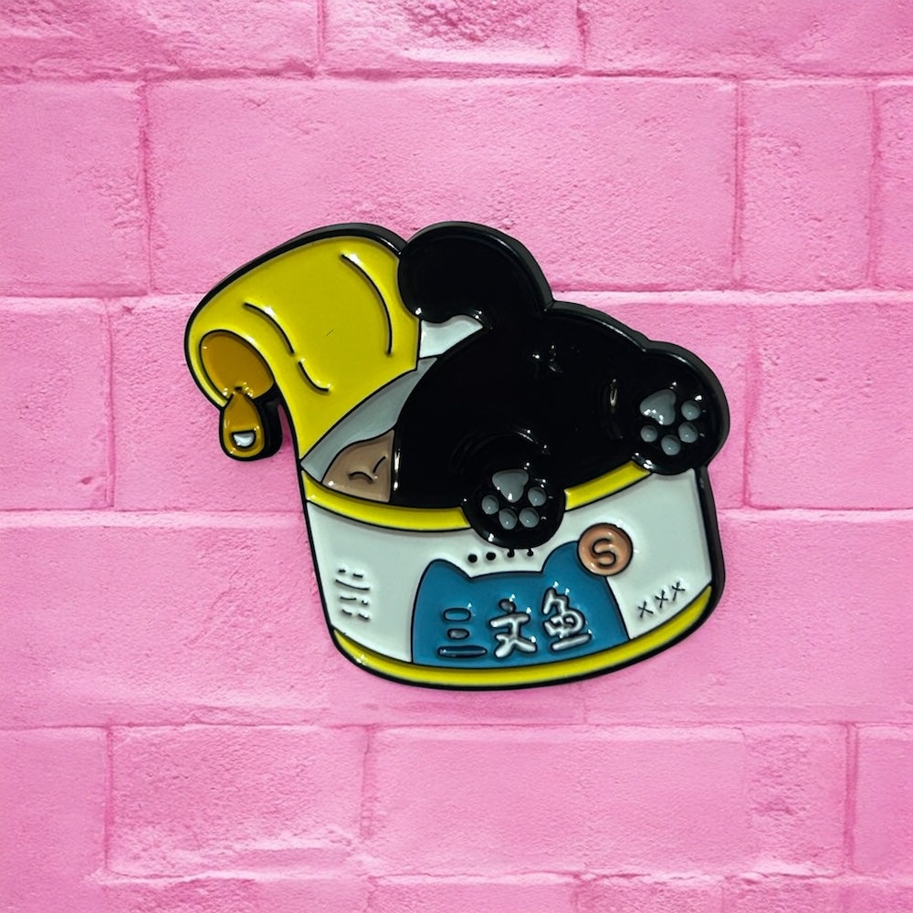 Tuna cat feet enamel pin