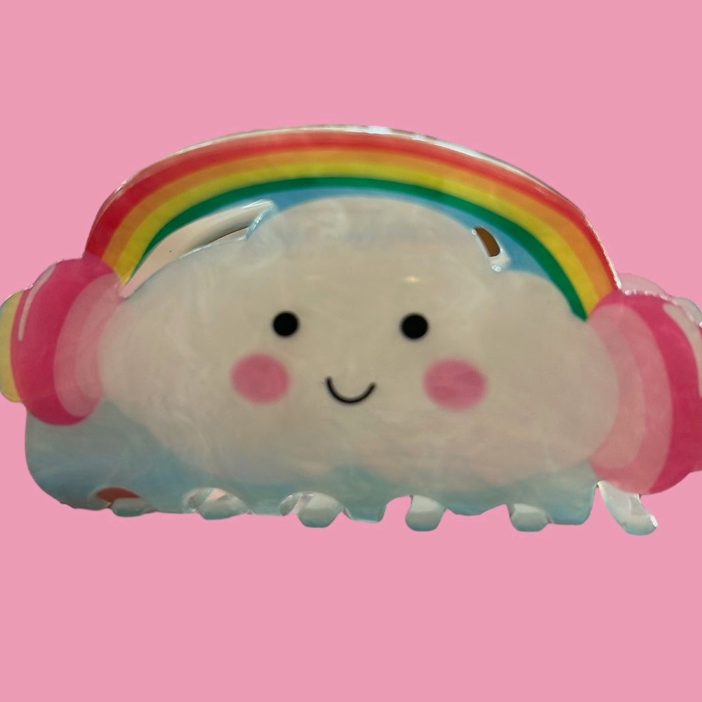 Rainbow cloud hair clip