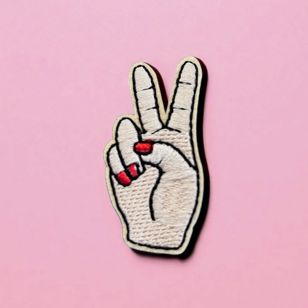 Peace hands embroidery patch
