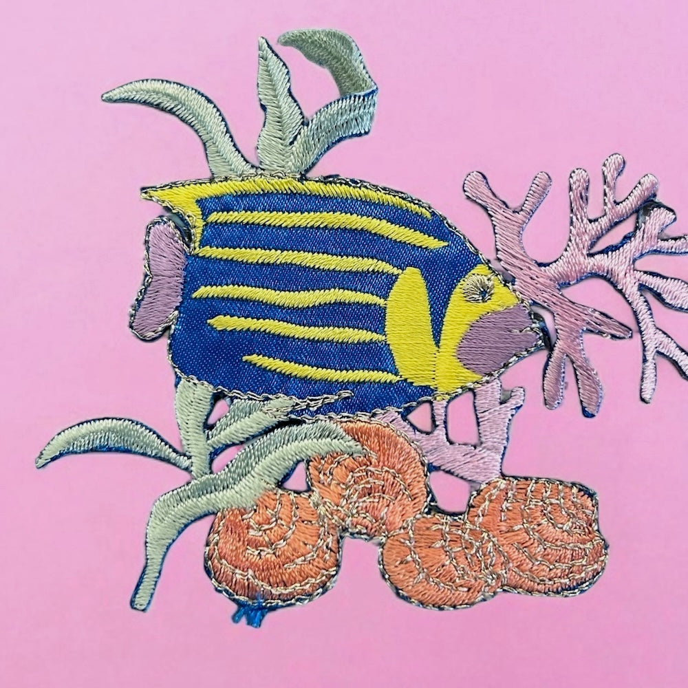 Fish in coral embroidery patch