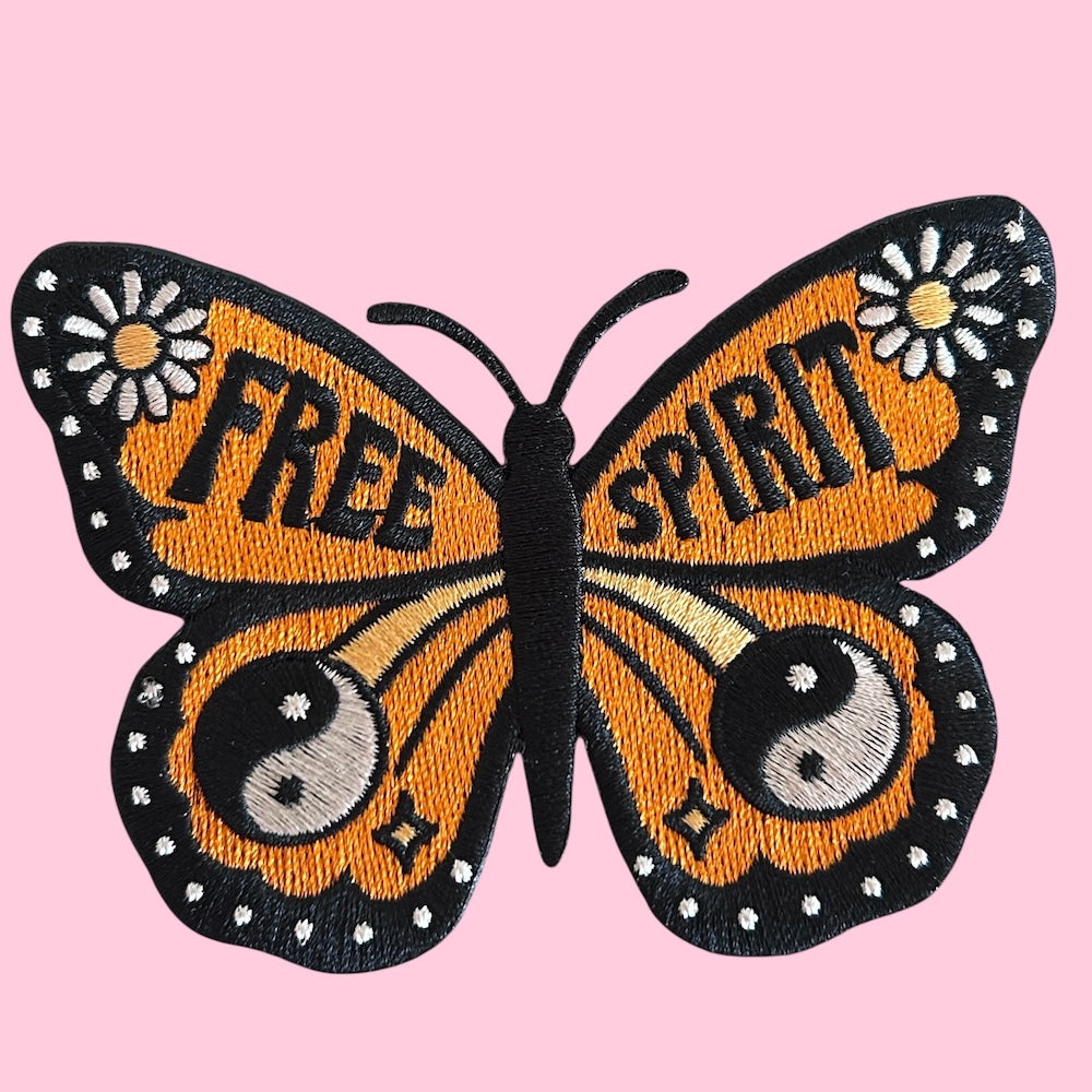 Free spirit butterfly embroidery patch