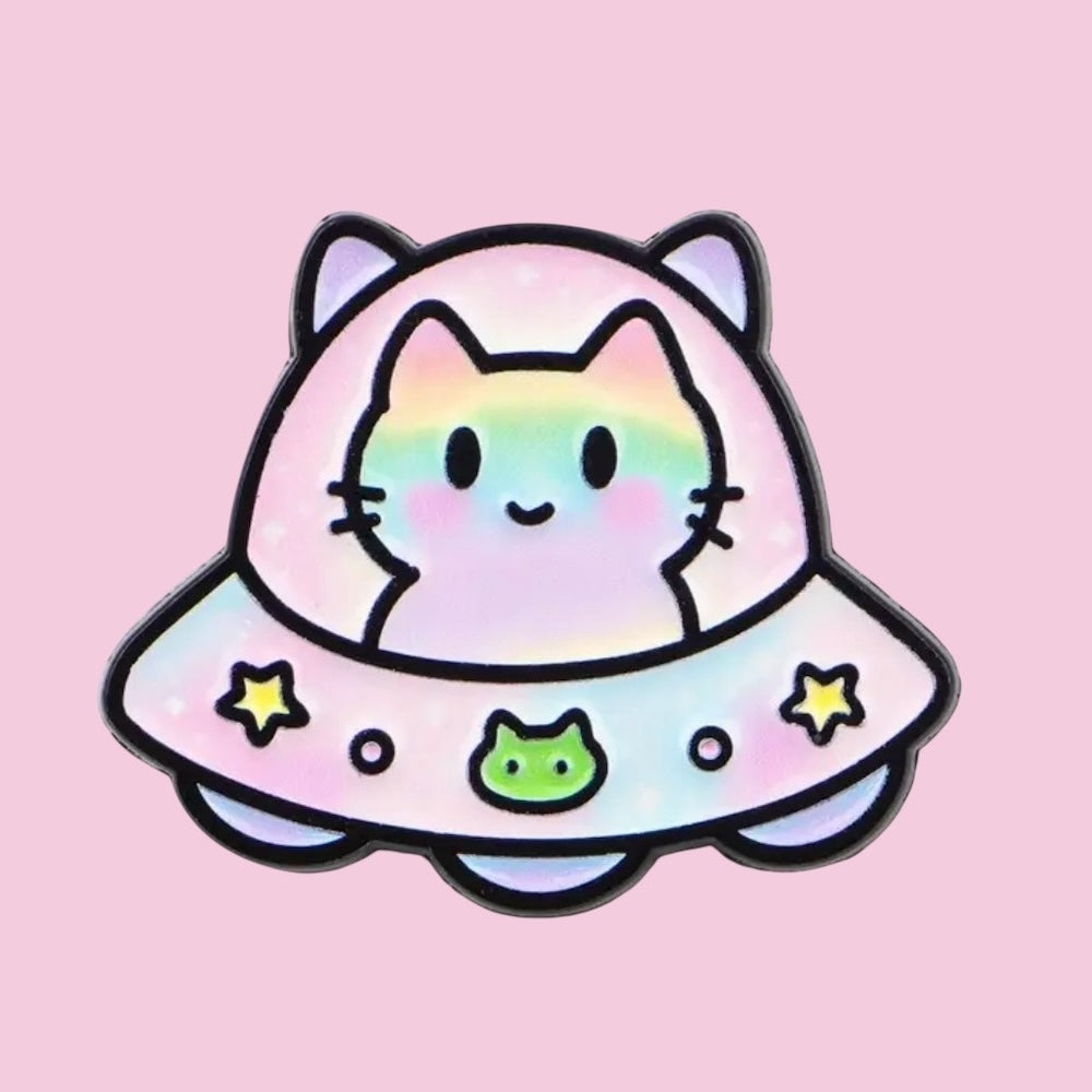 Alien cat enamel pin
