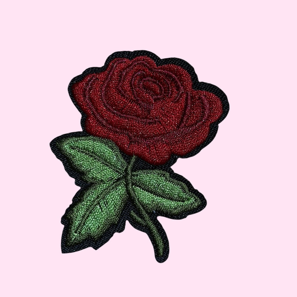 Red Rose embroidery patch