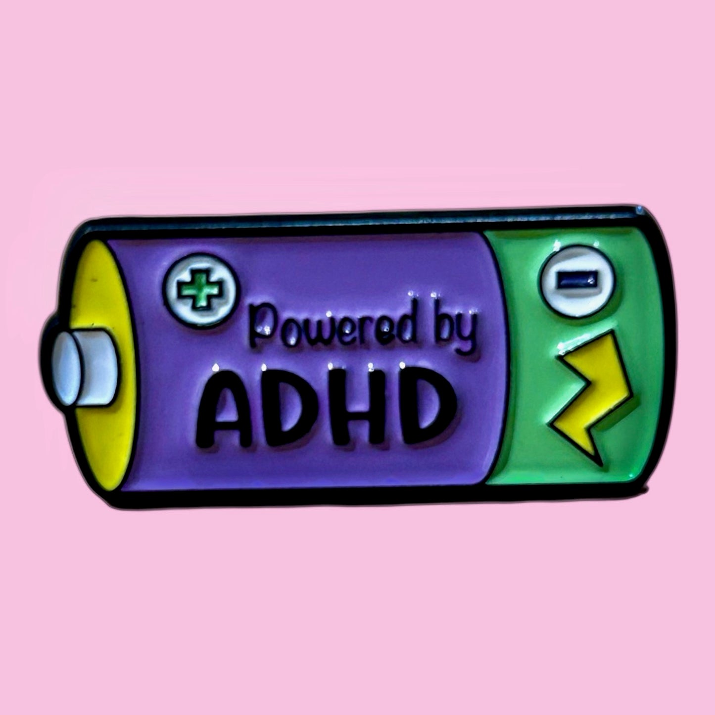 ADHD battery enamel pin