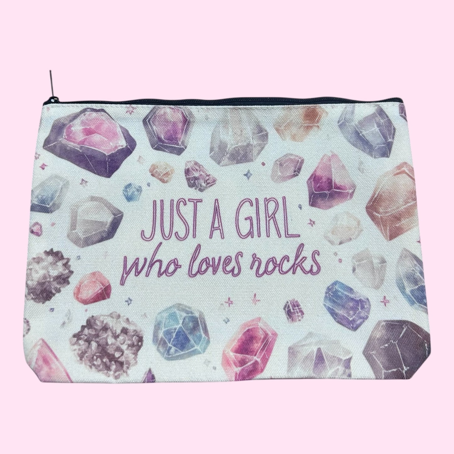 Pencil case- a girl who loves rocks