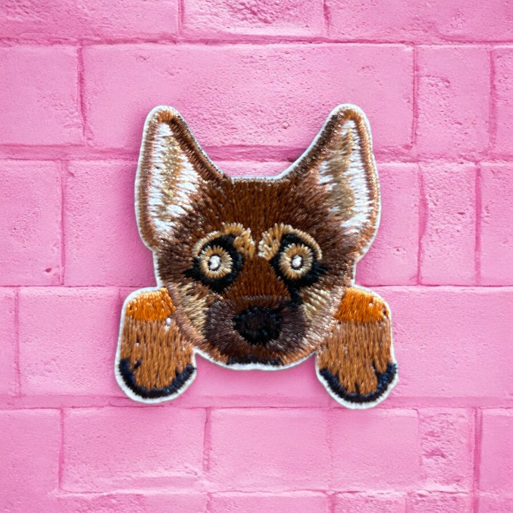 Red heeler embroidery patch