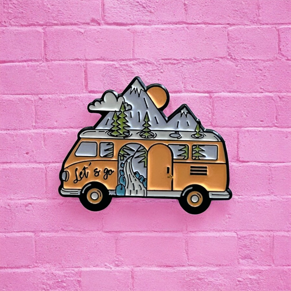 Van travel enamel pin