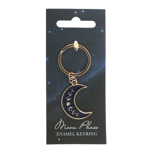 Blue Moon Phase Crescent Moon Metal Keyring
