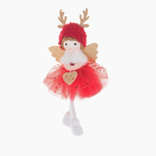 Red reindeer Christmas fairy hanging ornament