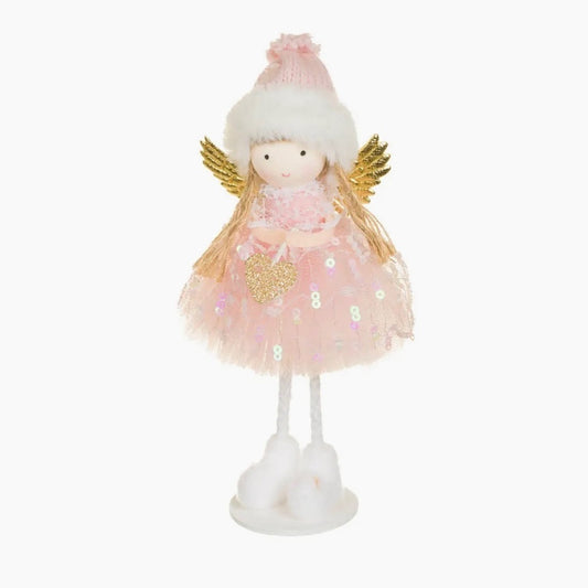Pink snow fairy Christmas standing ornament
