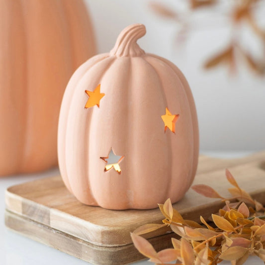 Terracotta pumpkin tea light candle holder