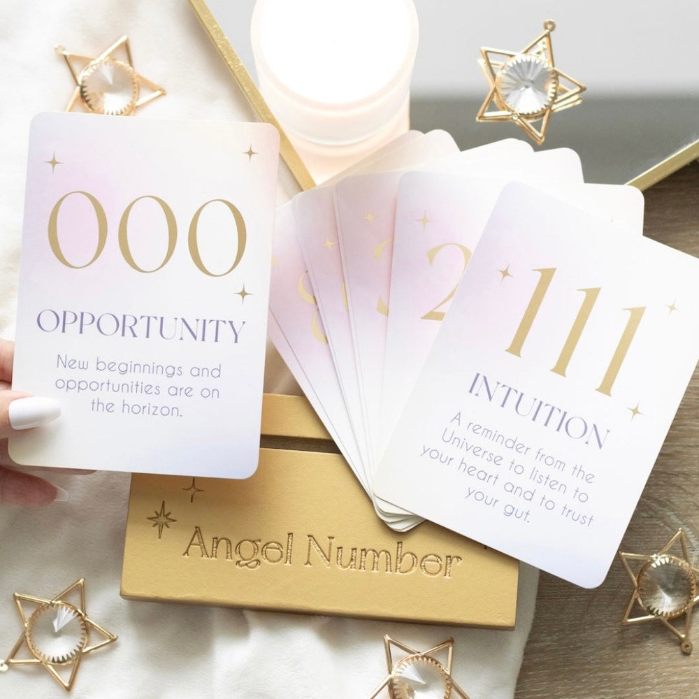 Angel number affirmation cards with stand