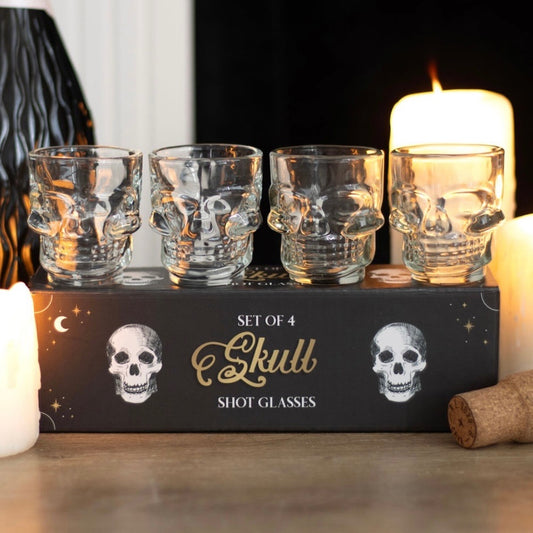Set of 4 skull shot glasses