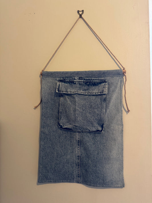 Recycled denim wall hanging