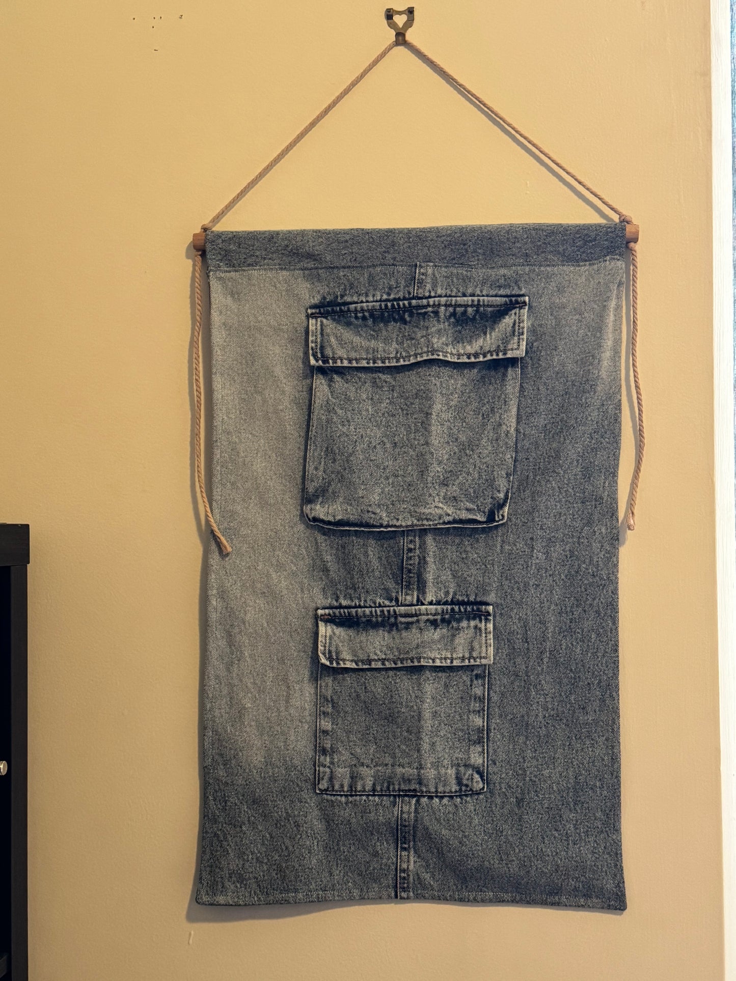Recycled denim wall hanging