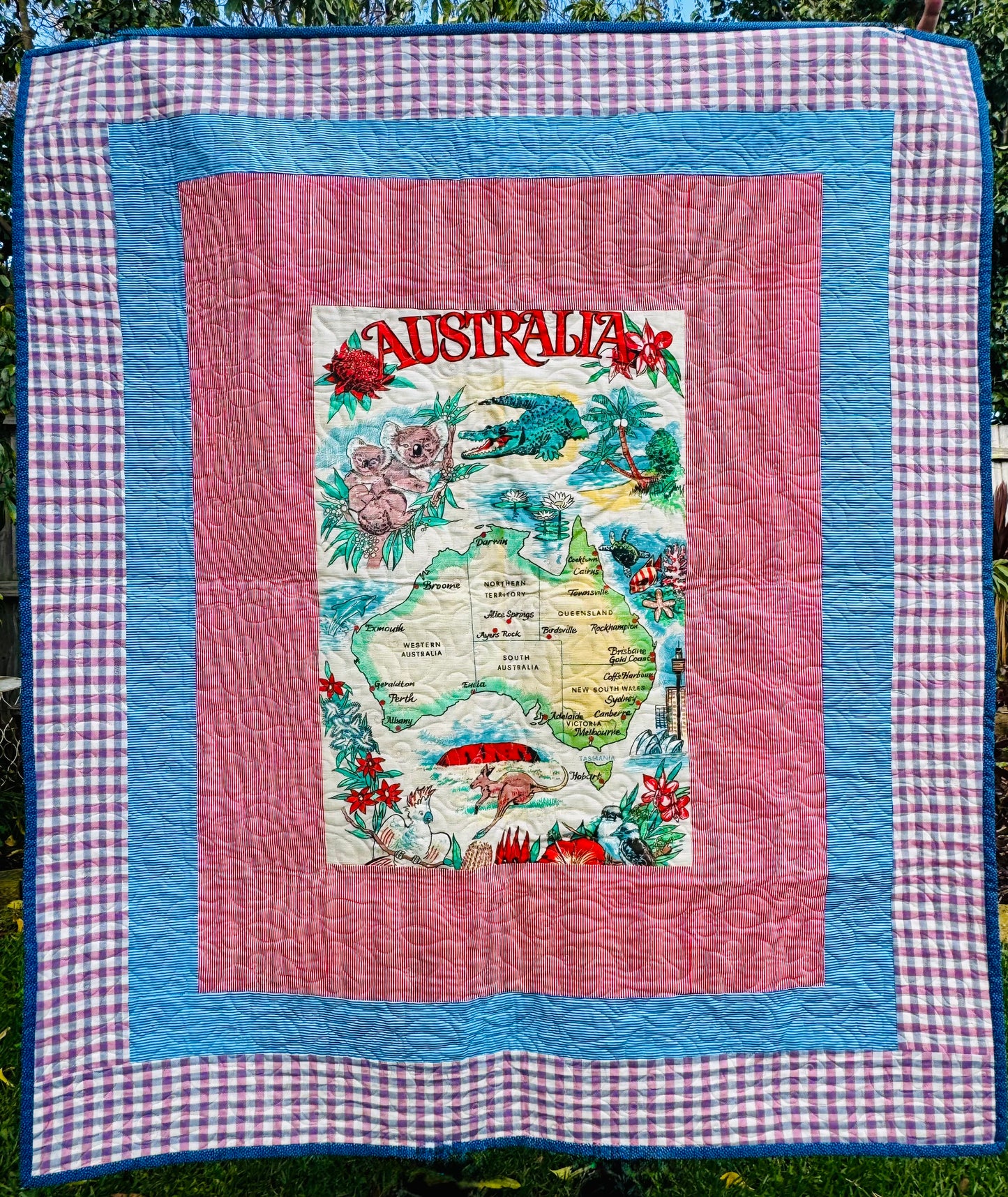Handmade quilt red hot vintage Australia