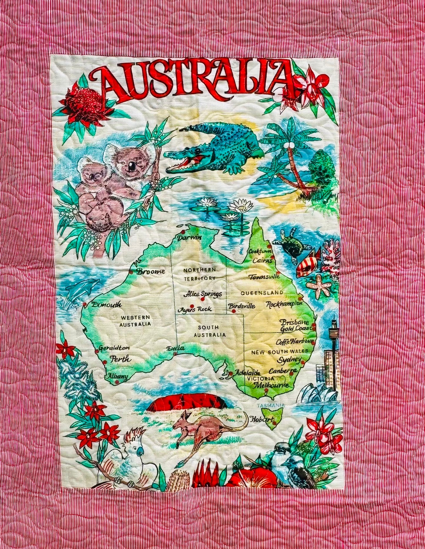 Handmade quilt red hot vintage Australia