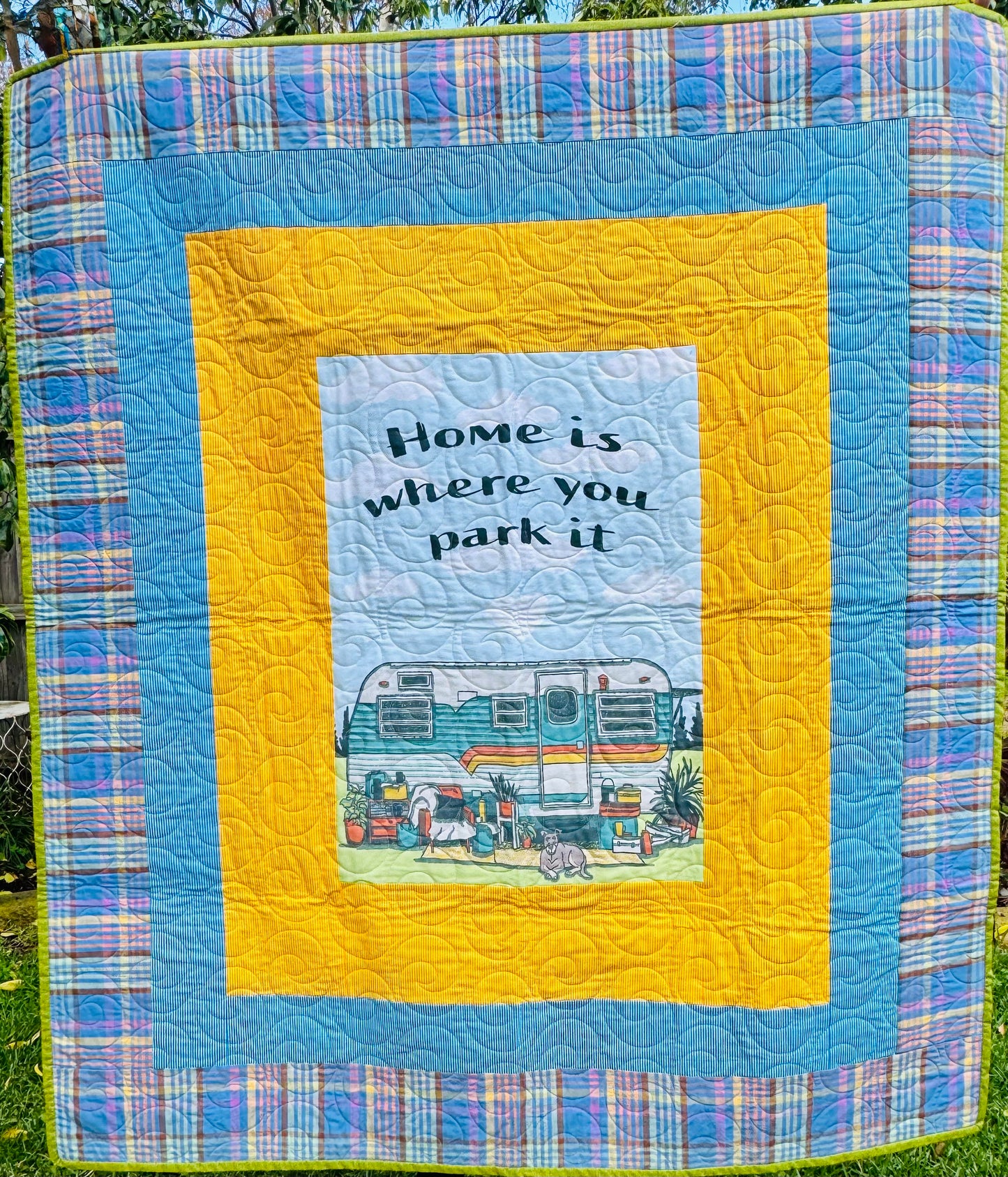 Handmade quilt funky retro