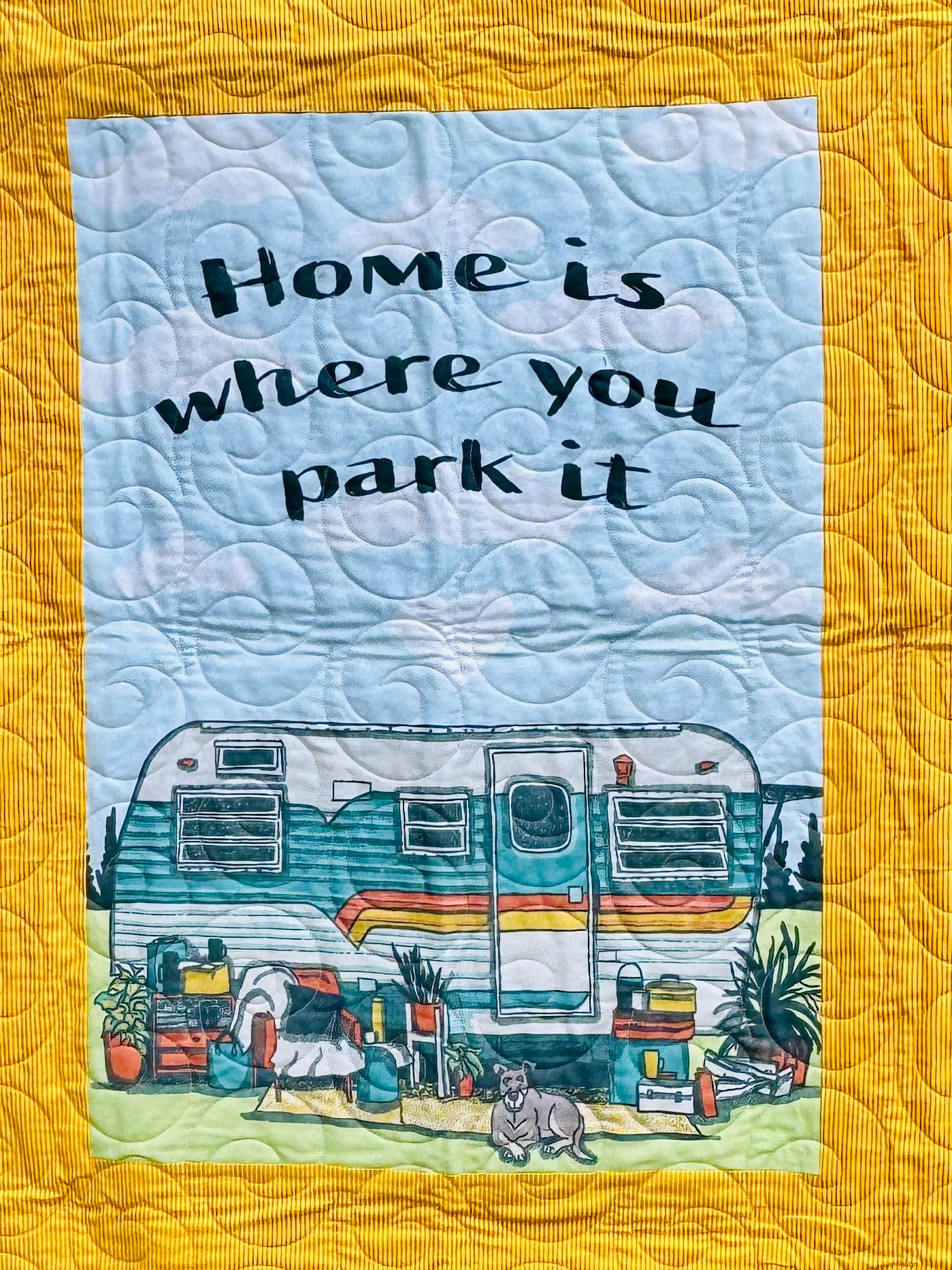 Handmade quilt funky retro