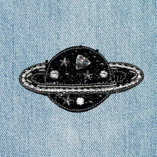 Saturn embellished embroidery patch