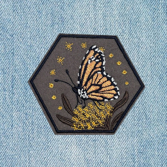 Hexagon butterfly embroidery patch