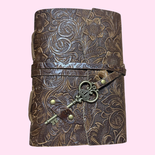 Leather journal with key