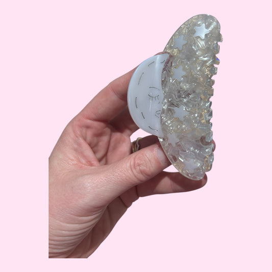 Moon and cloud hair clip