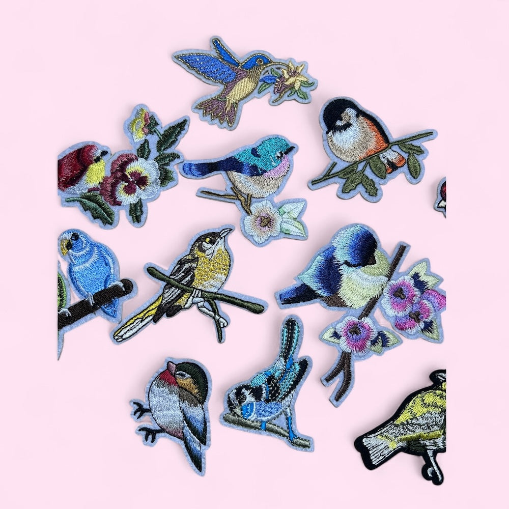 Bird embroidery patches