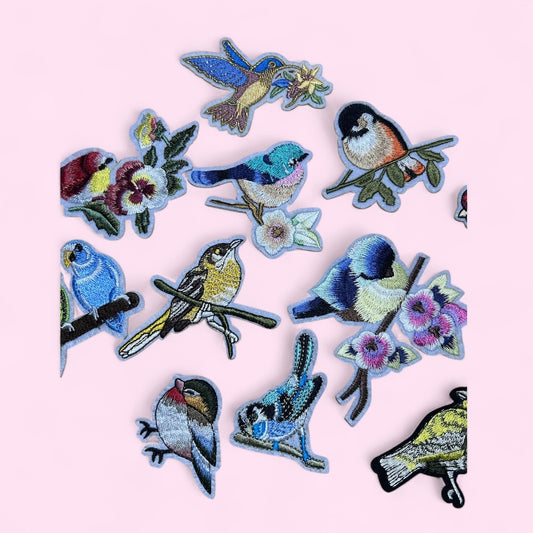 Bird embroidery patches