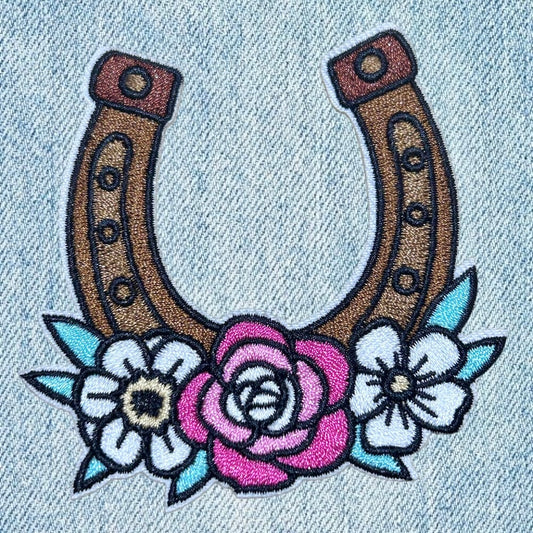 Horse shoe embroidery patch