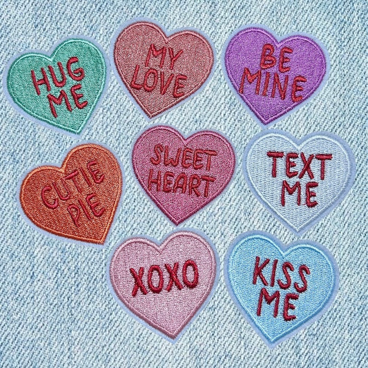 Hearts candy embroidery patch