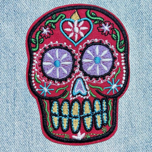 Skull embroidery patch
