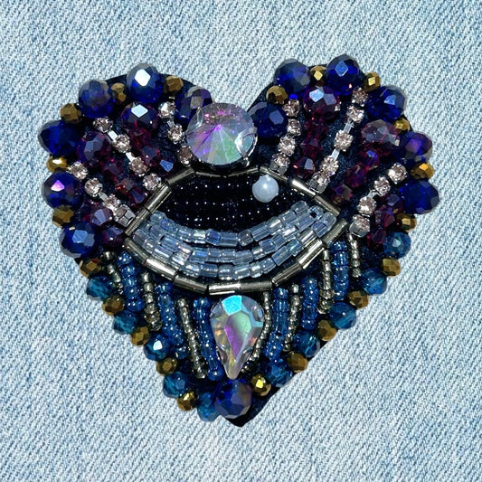 Bedazzled eye harts embroidery patch