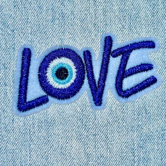 Love evil eye embroidery patch