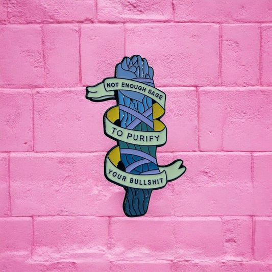 Sage stick enamel pin