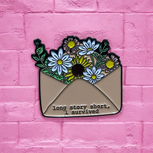 Long story short enamel pin