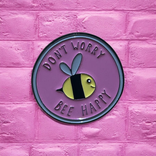 Don't worry bee happy enamel pin
