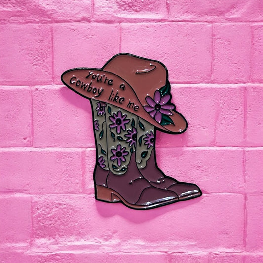 Floral cowboy boot enamel pin