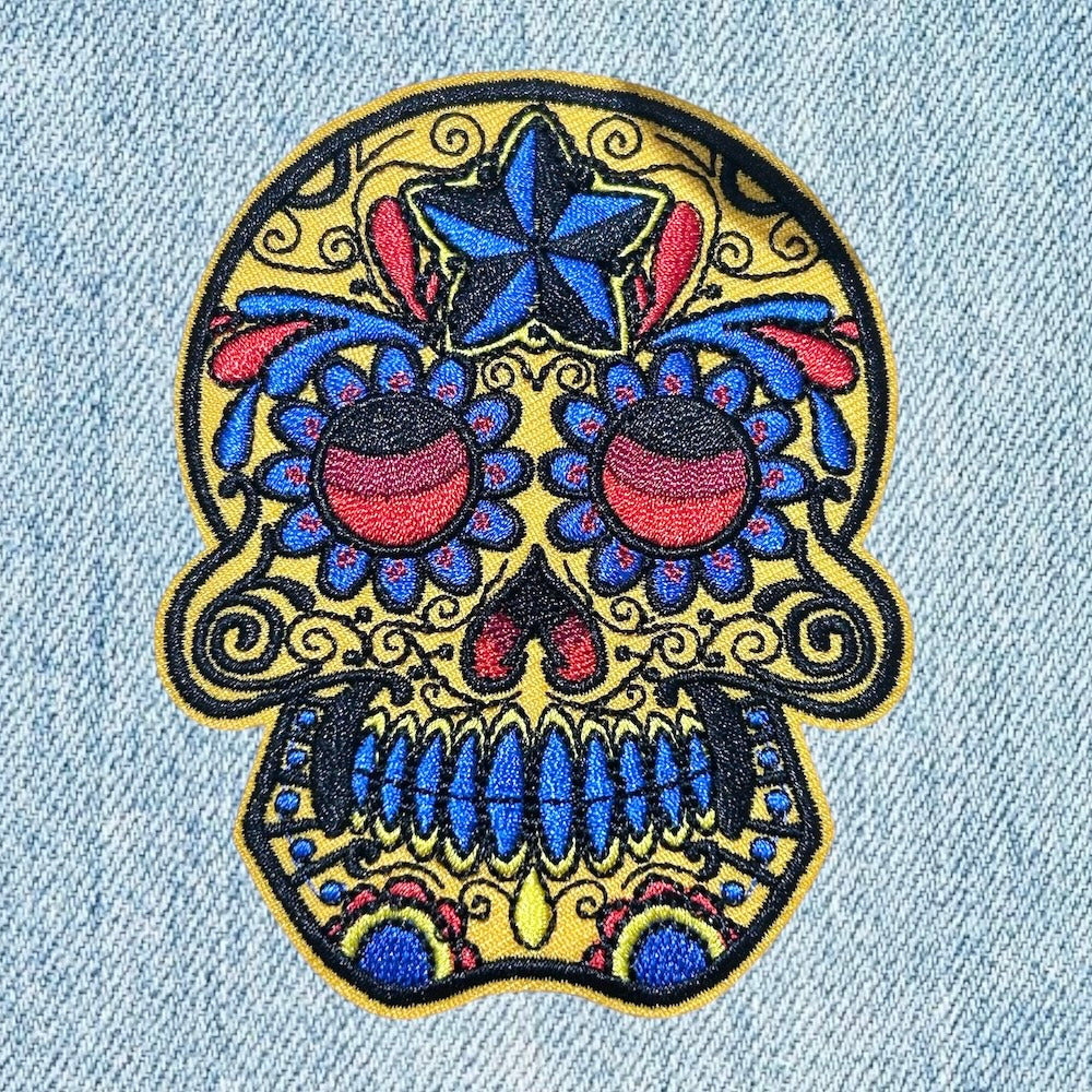 Skull embroidery patch