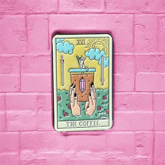 The coffee card enamel pin