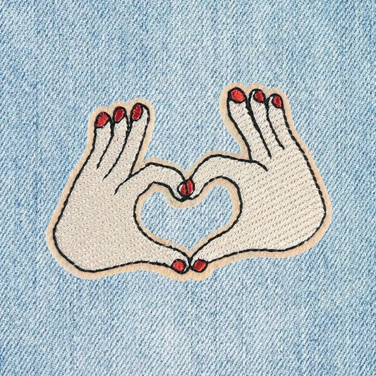 Love heart hands embroidery patch