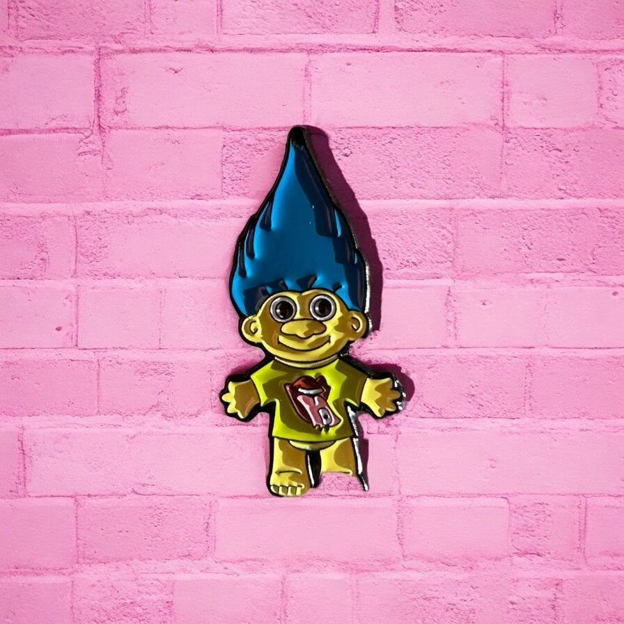 Troll blue hair enamel pin